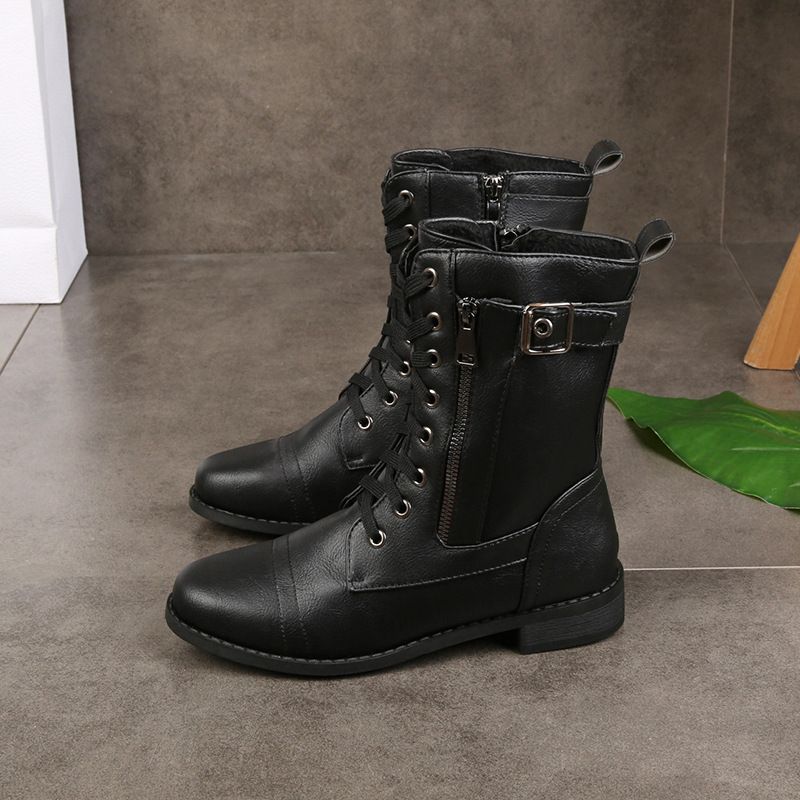 🔥2025 Hot Sale😍👢Women's Round Toe Orthopedic Leather Boots with Side Zipper