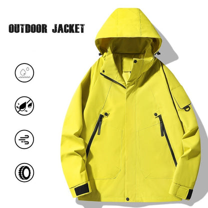 Outdoor Waterproof Windproof Solid Zipper Hooded Jacket