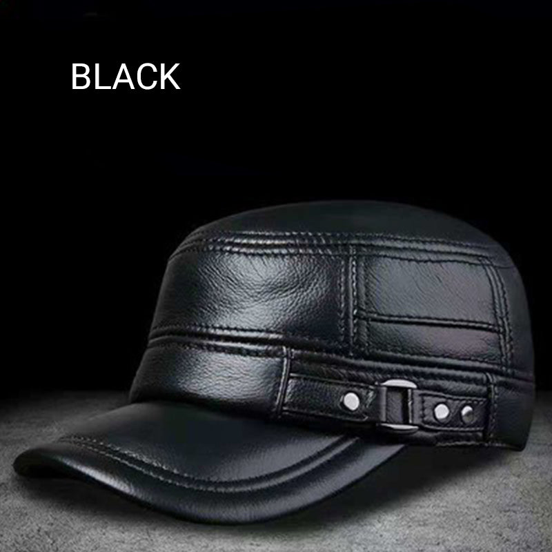 PU Leather Flat Top Warm Baseball Cap