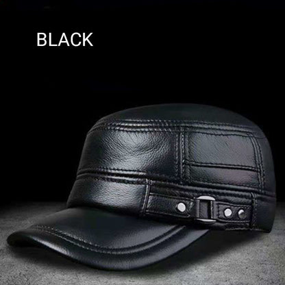 PU Leather Flat Top Warm Baseball Cap