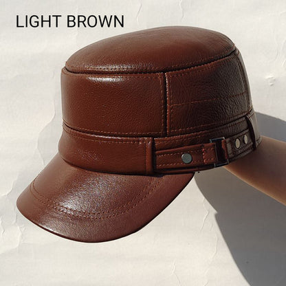 PU Leather Flat Top Warm Baseball Cap