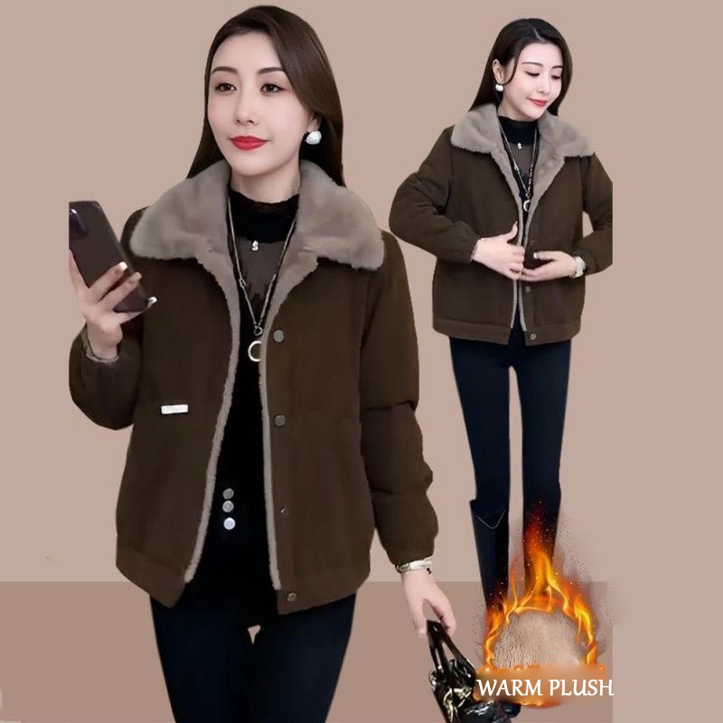 Women’s Versatile Thickened Plush-lined Warm Parka Jacket