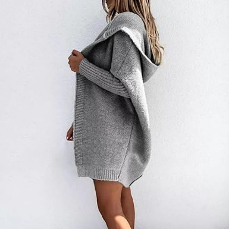 Women's Autumn Knit Open Front Hooded Coat