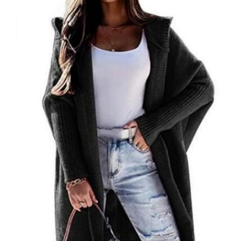 Women's Autumn Knit Open Front Hooded Coat