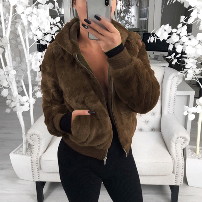 Women's Faux Fur Warm Coat with Pockets