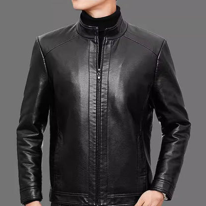 Men’s Warm Plush Lining Leather Jacket Coat - Gift for Him!