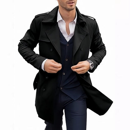 Men's Lapel Double Breasted Coats with Pockets