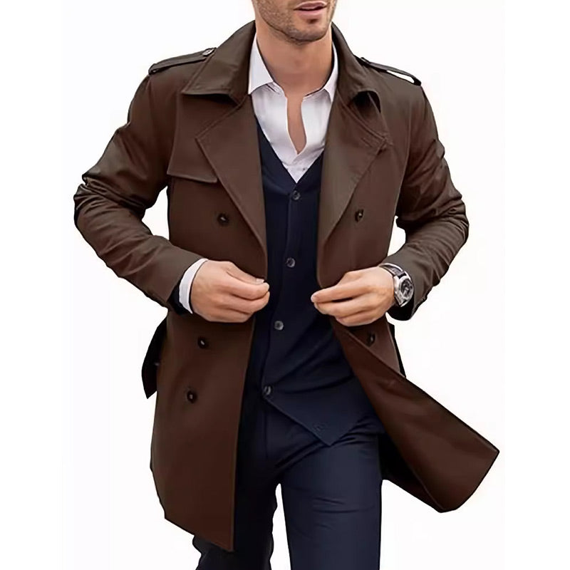 Men's Lapel Double Breasted Coats with Pockets