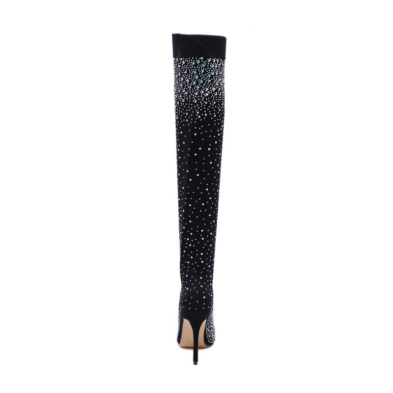 🎁Women’s Sparkly Faux Diamonds Over-the-Knee Boots👠