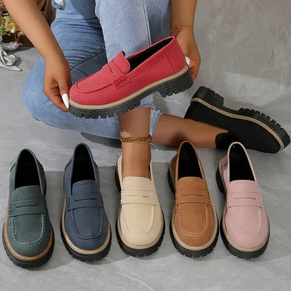 Women's Comfortable Chunky Slip On Platform Loafers