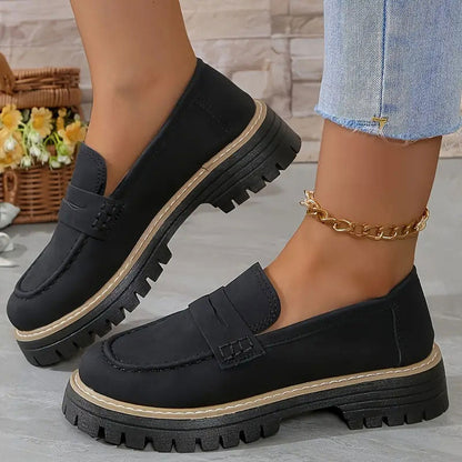 Women's Comfortable Chunky Slip On Platform Loafers