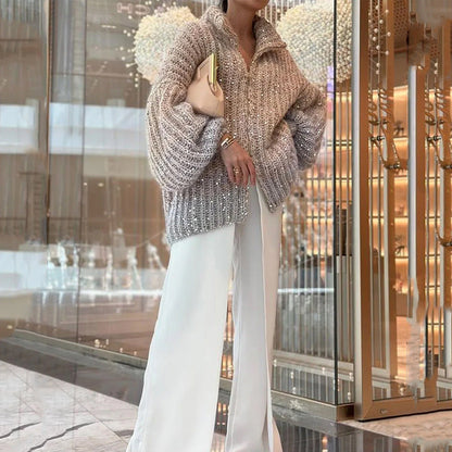 🎁Single Color Sequin Knitted Sweater Jacket💎✨