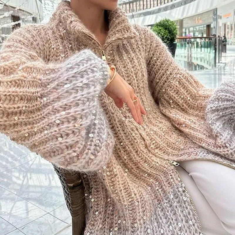 🎁Single Color Sequin Knitted Sweater Jacket💎✨