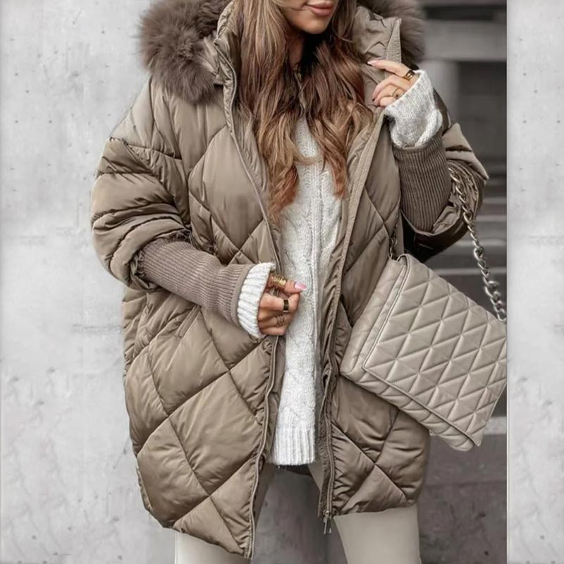 ❄️Step into Winter Discount Sale❄️ Women’s Mid-length Parka Coat with Knit Sleeves Patchwork