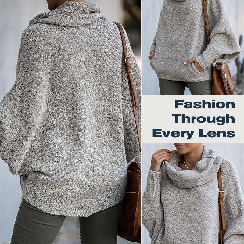 🔥Women's Batwing Cowl Neck Sweater with Pockets