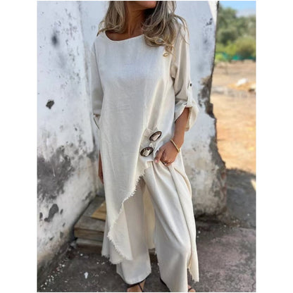 💃2025 Spring-Summer New Dress In Cotton And Linen + Two-piece Trousers