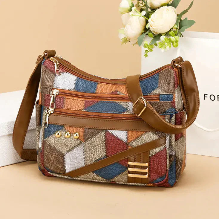 🔥New Fashion PU Soft Leather Color Matching Shoulder Bag👜