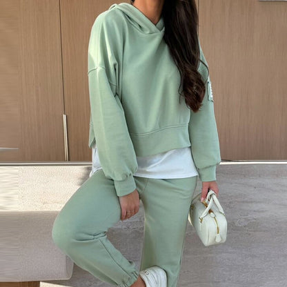 💜Women's Hooded Patchwork Casual Sweatshirt Suit