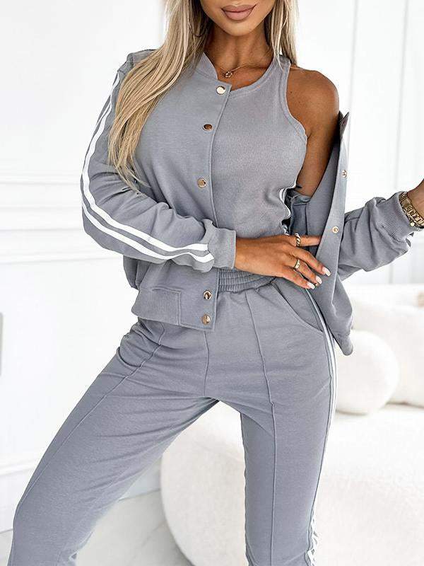 🔥Women's Three-piece Baseball Jacket And Pants Set