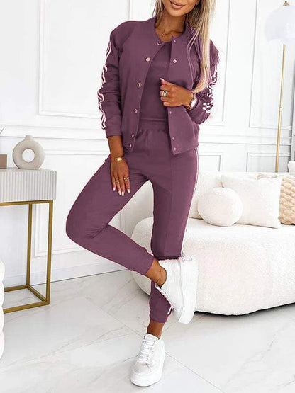 🔥Women's Three-piece Baseball Jacket And Pants Set