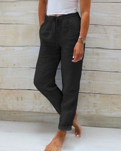 🌸Women's  Elastic Waist Cotton Linen Casual Pants