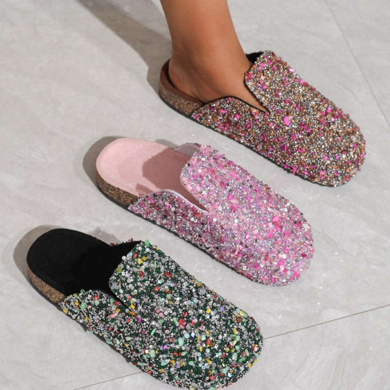 💕Women's Comfortable Casual Sequin Cork Slippers