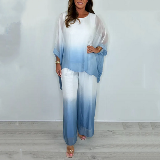 🌸Mesh Mix Dip Dye Loose Flowy Top & Trouser Set