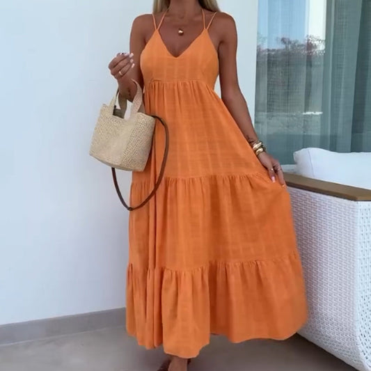 Women's Casual Spaghetti Strap V-Neck Dress