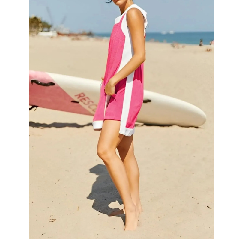 Women's Casual Color Block Sleeveless Tops Matching Shorts