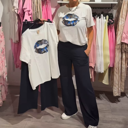 Women's Printed Top & Pants 2-Piece Set