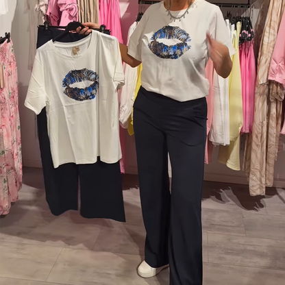 Women's Printed Top & Pants 2-Piece Set
