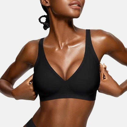 💜 Womens Comfortable Wireless Bras Push Up Bralettes Seamless Tshirts Bras Deep V Everyday Bras