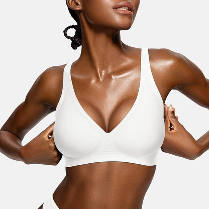 💜 Womens Comfortable Wireless Bras Push Up Bralettes Seamless Tshirts Bras Deep V Everyday Bras