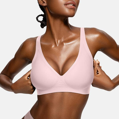 💜 Womens Comfortable Wireless Bras Push Up Bralettes Seamless Tshirts Bras Deep V Everyday Bras