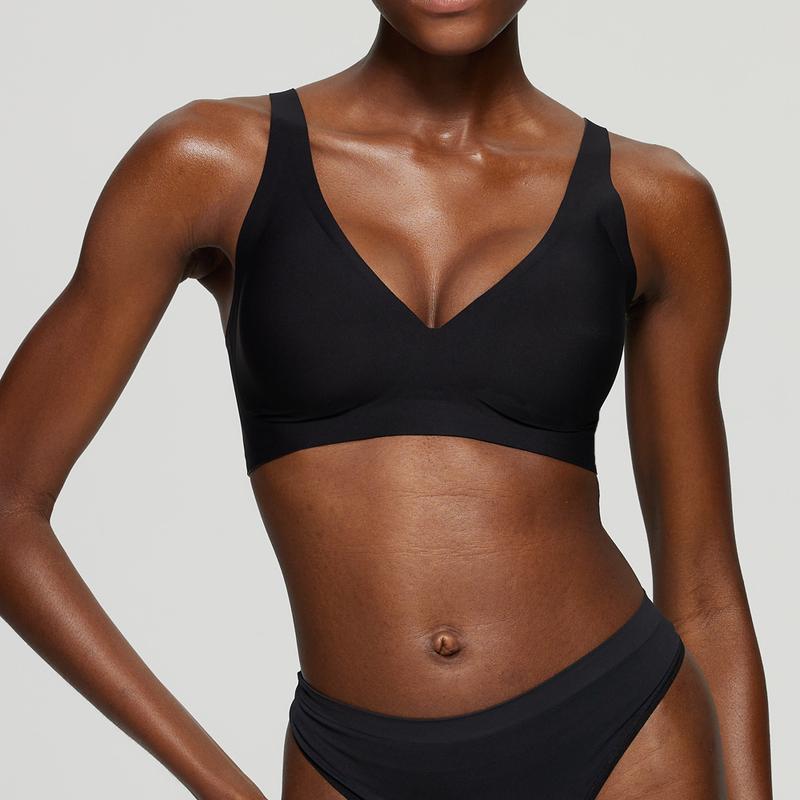 💜 Womens Comfortable Wireless Bras Push Up Bralettes Seamless Tshirts Bras Deep V Everyday Bras