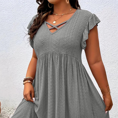 👗 Women's V-Neck Ruffle Trim Dress – Flattering, Soft & Perfect for Any Event 🌸