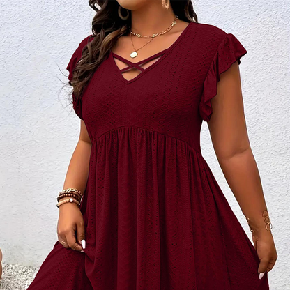 👗 Women's V-Neck Ruffle Trim Dress – Flattering, Soft & Perfect for Any Event 🌸
