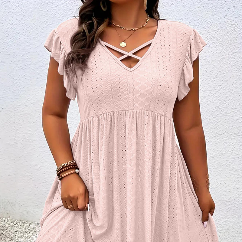 👗 Women's V-Neck Ruffle Trim Dress – Flattering, Soft & Perfect for Any Event 🌸