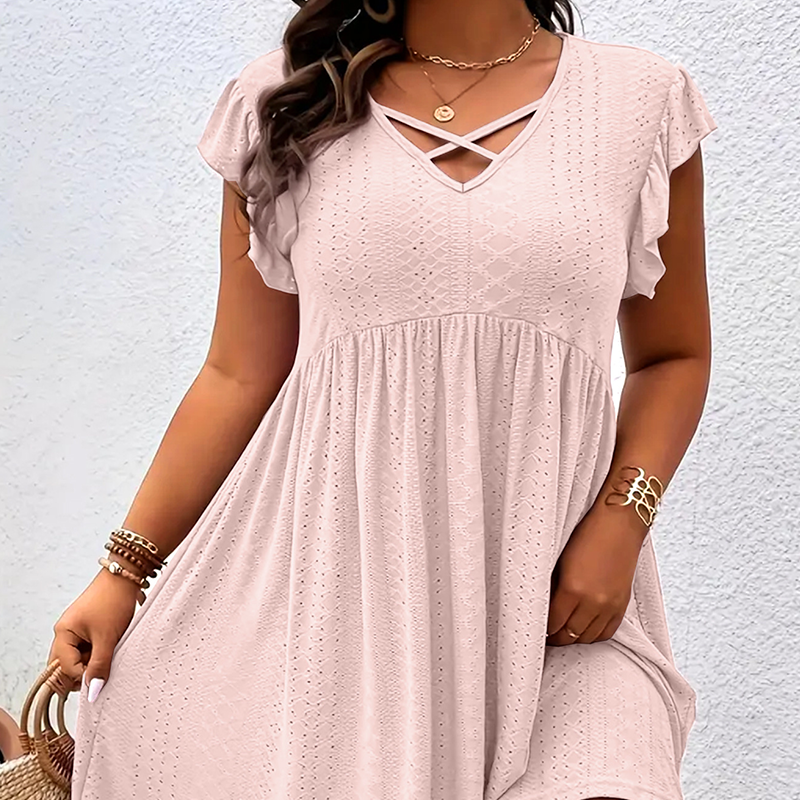👗 Women's V-Neck Ruffle Trim Dress – Flattering, Soft & Perfect for Any Event 🌸