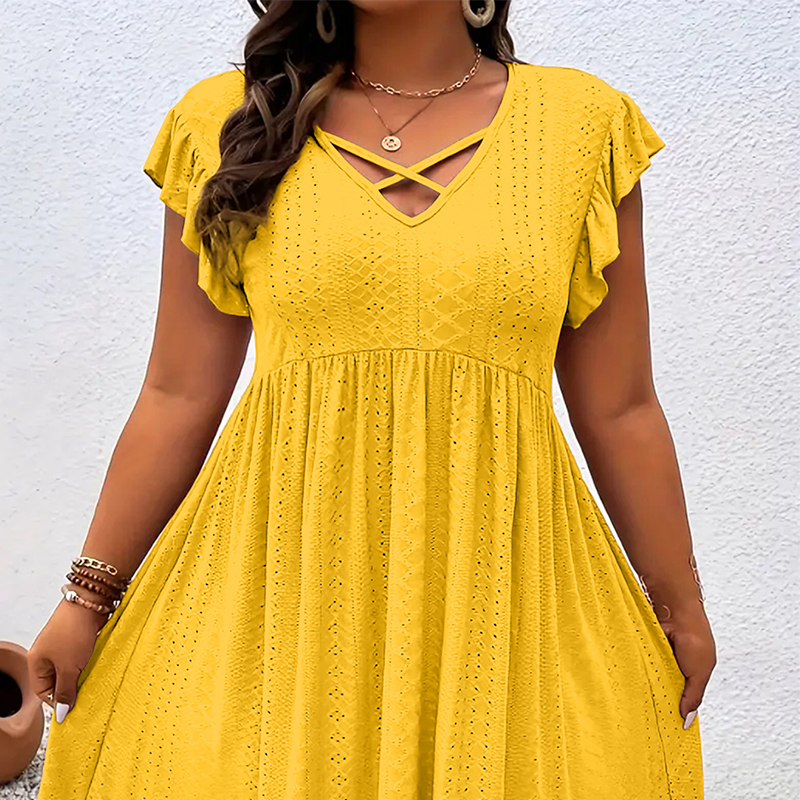 👗 Women's V-Neck Ruffle Trim Dress – Flattering, Soft & Perfect for Any Event 🌸
