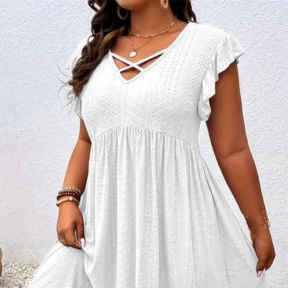 👗 Women's V-Neck Ruffle Trim Dress – Flattering, Soft & Perfect for Any Event 🌸