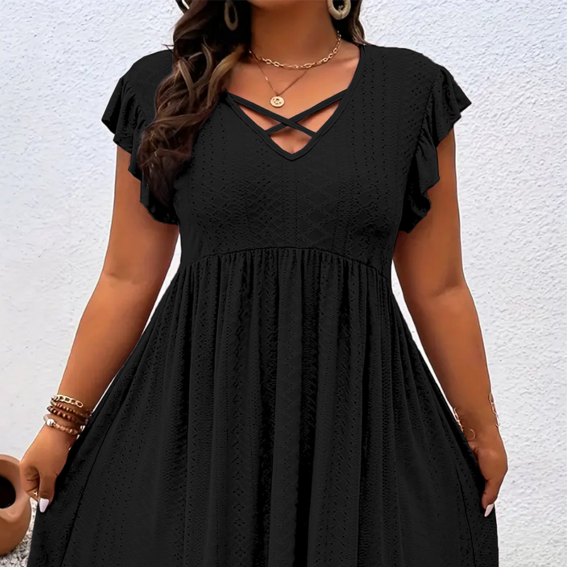 👗 Women's V-Neck Ruffle Trim Dress – Flattering, Soft & Perfect for Any Event 🌸