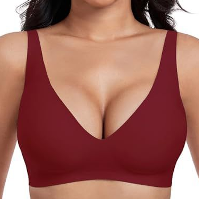 💜LAST DAY-50% OFF💜Jelly Wireless Womens Comfortable Wireless Bras Push Up Bralettes Seamless Tshirts Bras Deep V Everyday Bras