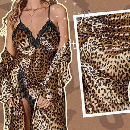 💥Sexy Leopard Print Robe & Nightgown Set