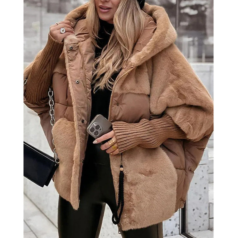 💖Women’s Oversized Hooded Patchwork Puffer Coat