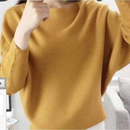Women's Boat Neck Dolman Sleeve Ribbed Knitted Sweaters