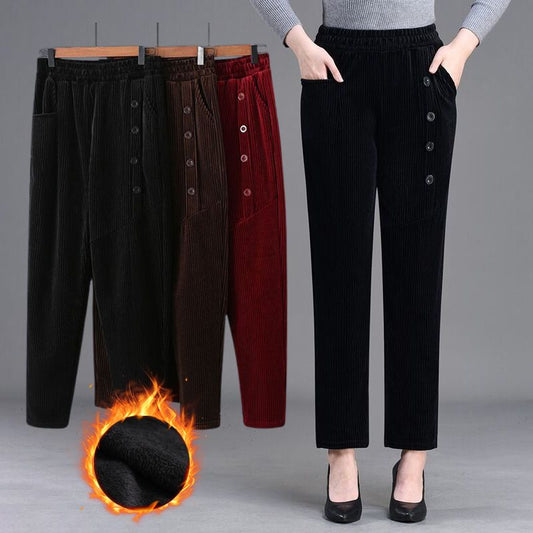 Women's High Waist Corduroy Warm Pants