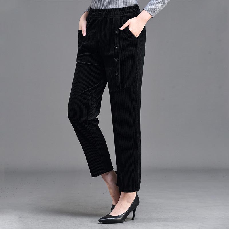 Women's High Waist Corduroy Warm Pants