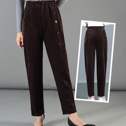Women's High Waist Corduroy Warm Pants