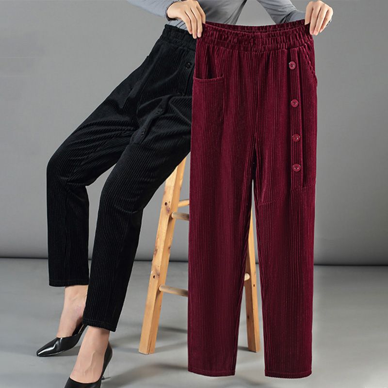 Women's High Waist Corduroy Warm Pants